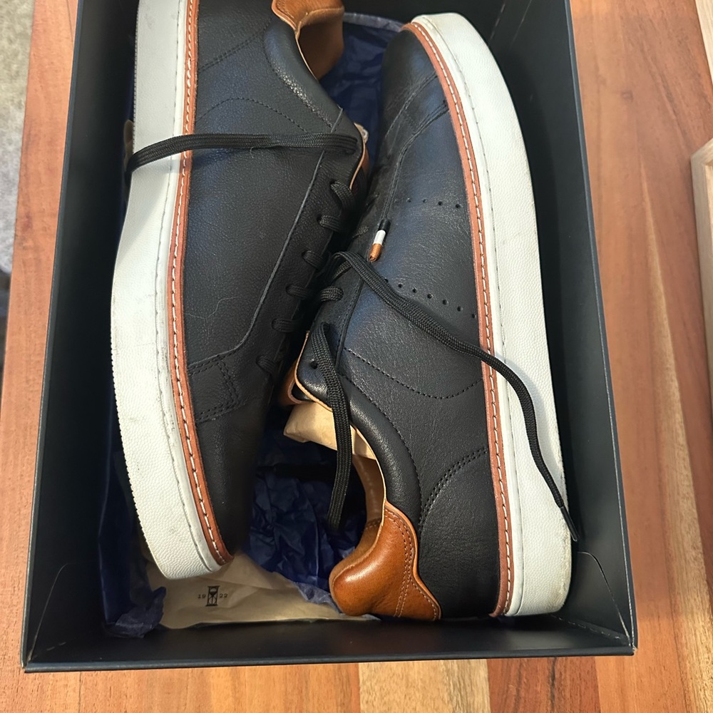 Allen Edmonds Black and Tan Leather Sneakers - Picture 10 of 12